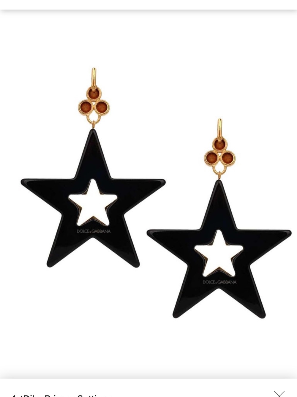Dolce & Gabbana Stelle Black and Gold Star Drop Runway Earrings - Picture 3 of 3